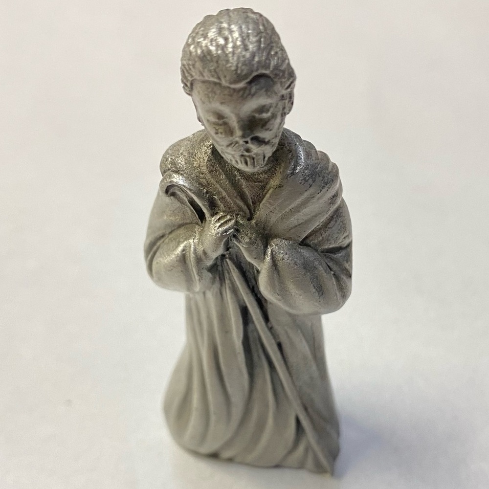 Pewter Saint Joseph Nativity Set Figurine Christmas Holiday Decor - Picture 4 of 7